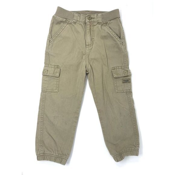 Wrangler Khaki‎ Color Cotton Stretch Waist Boy's Cargo Pants Size 4T - Picture 1 of 4